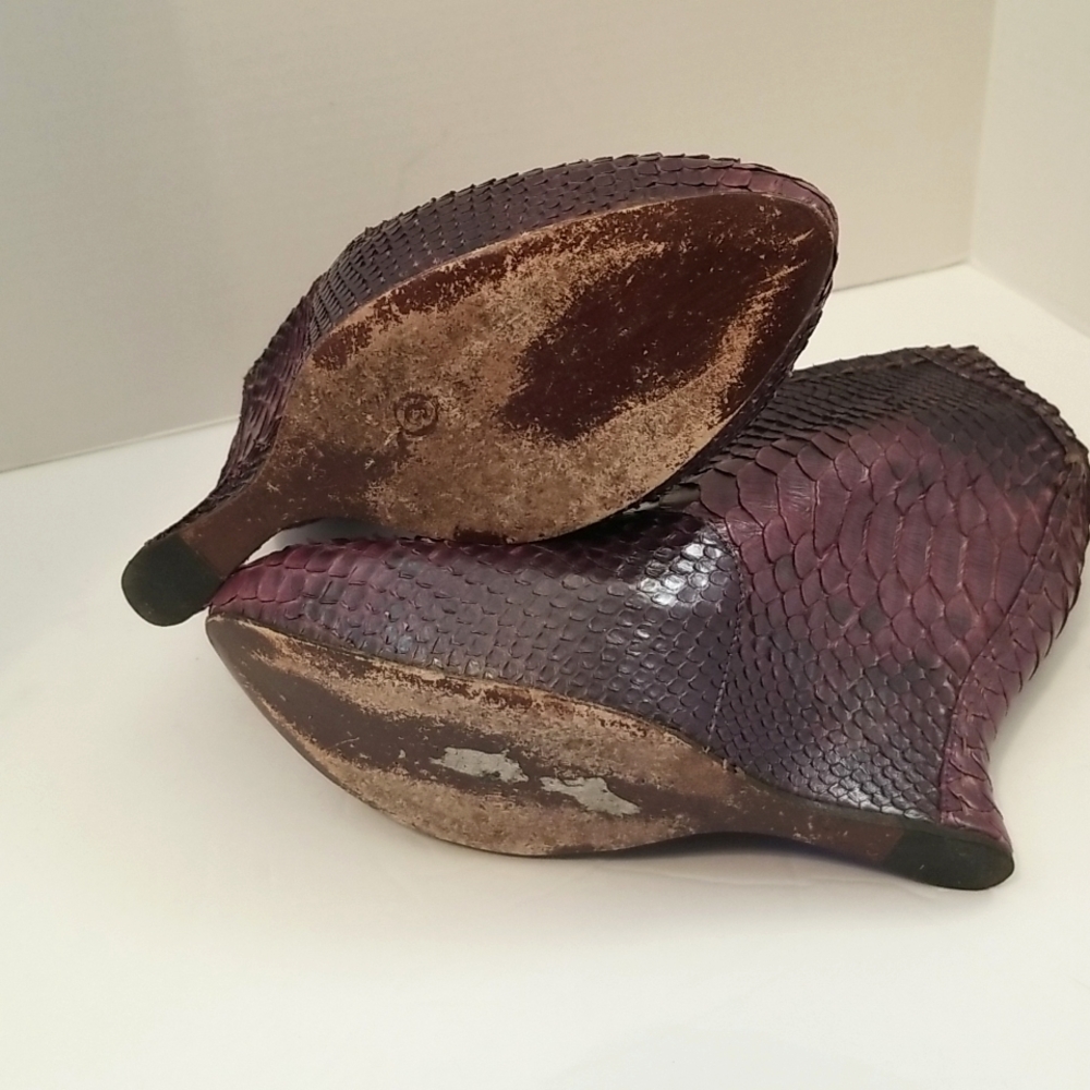 ๐HP Alexander McQueen Snakeskin Wedge Sculpted Heel Platform Boots Runway Rare - Picture 6 of 9